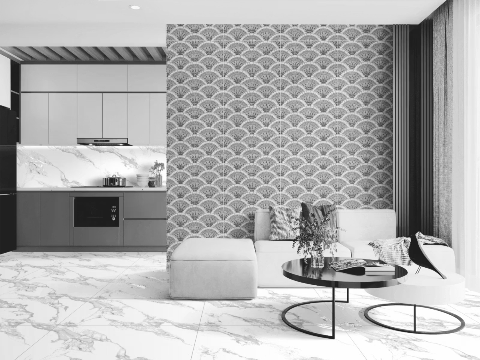 Imperial Calacatta Endless Carving Turquoise Jazz Wallpaper 122